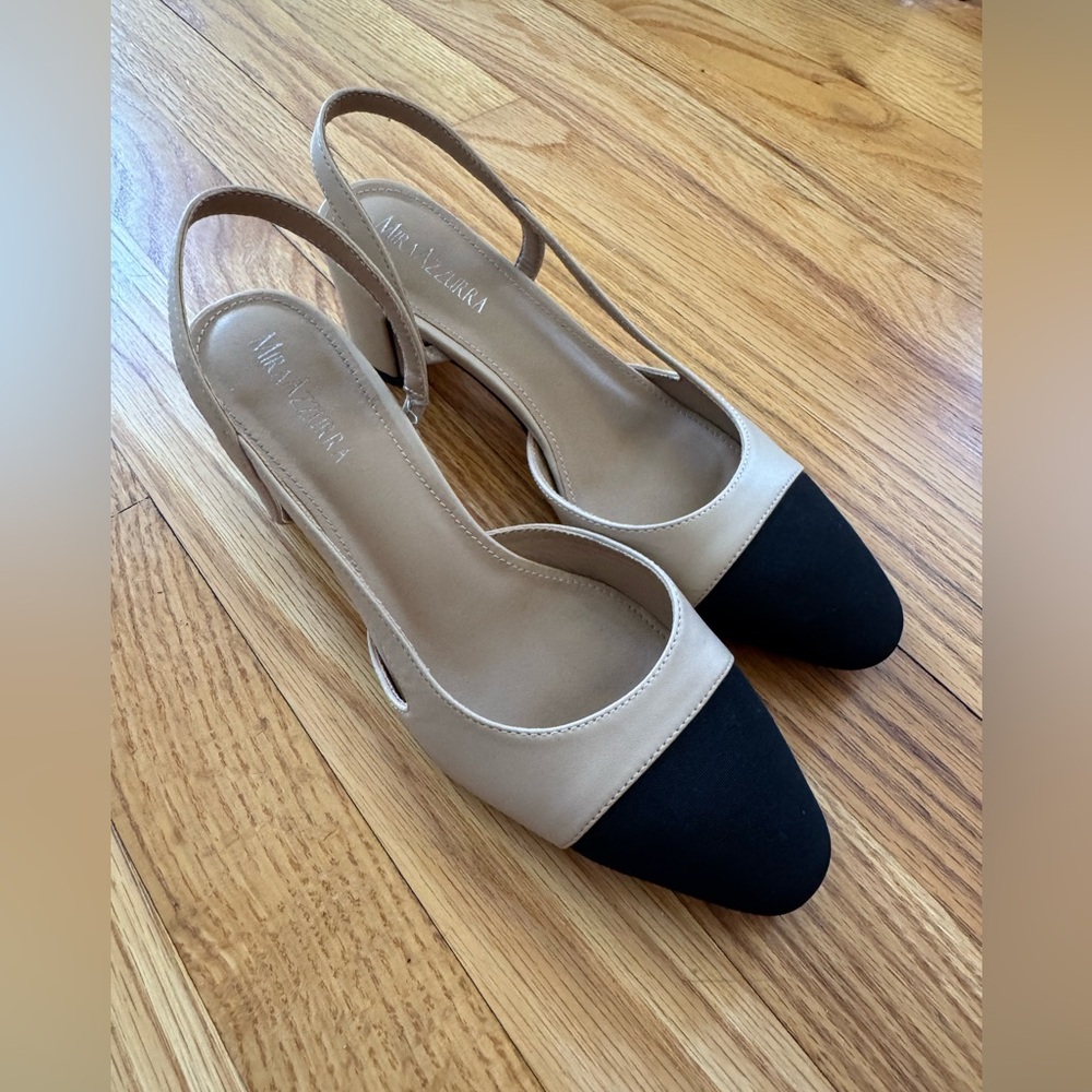 MIRAAZZURRA Women Sling Back Pumps Chunky Heels